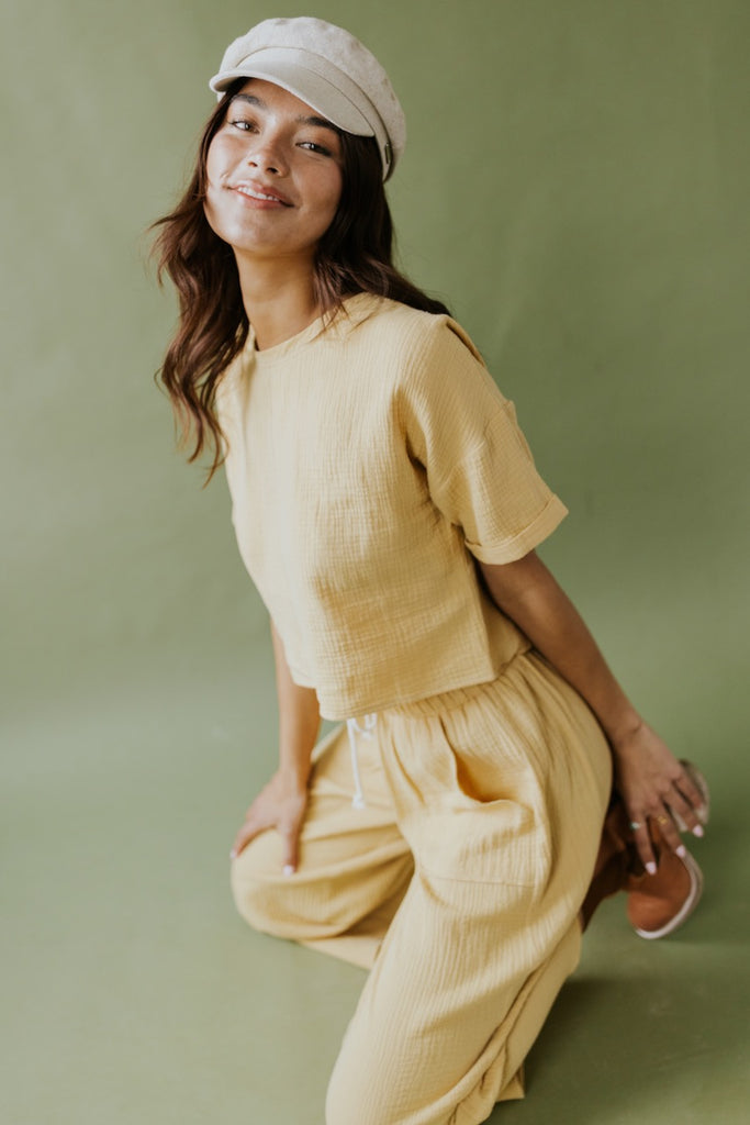 Yellow Top With Wide Leg Matching Bottoms | ROOLEE