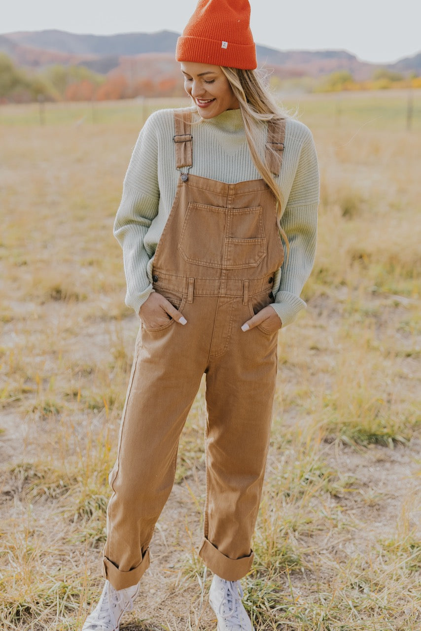 Brown Denim Overalls for Women | ROOLEE