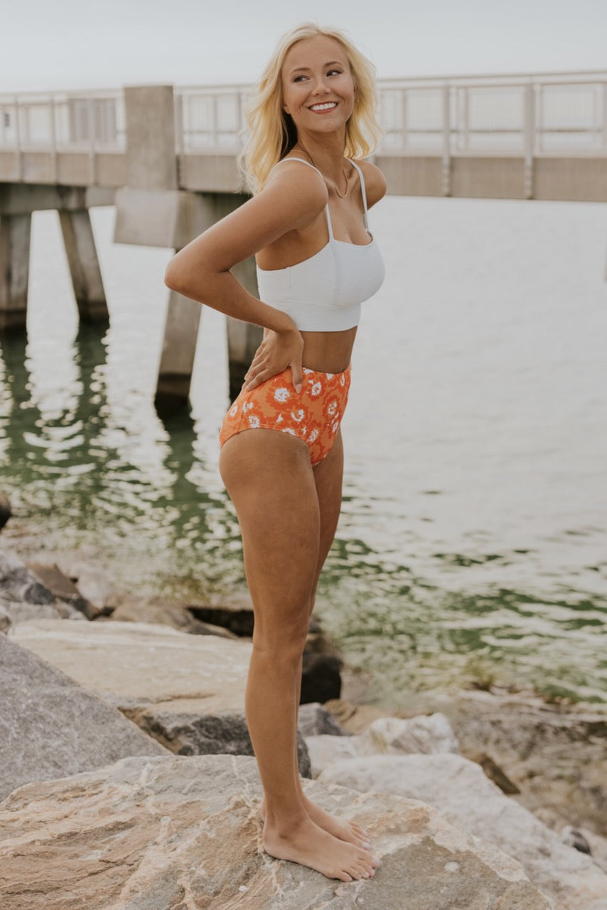 Orange Floral Bikini Bottoms | ROOLEE