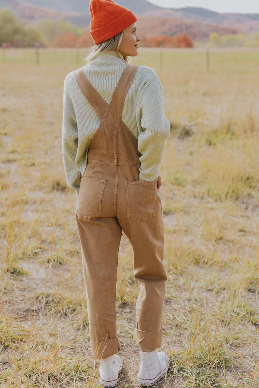 Brown Denim Overalls for Women | ROOLEE