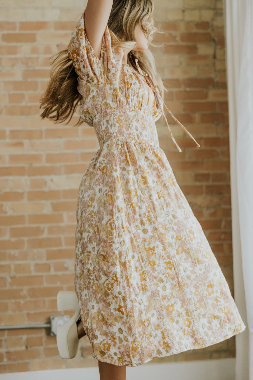 Fashion Industrial Co. Salt Mockingbird Garden Smocked Waist Dress