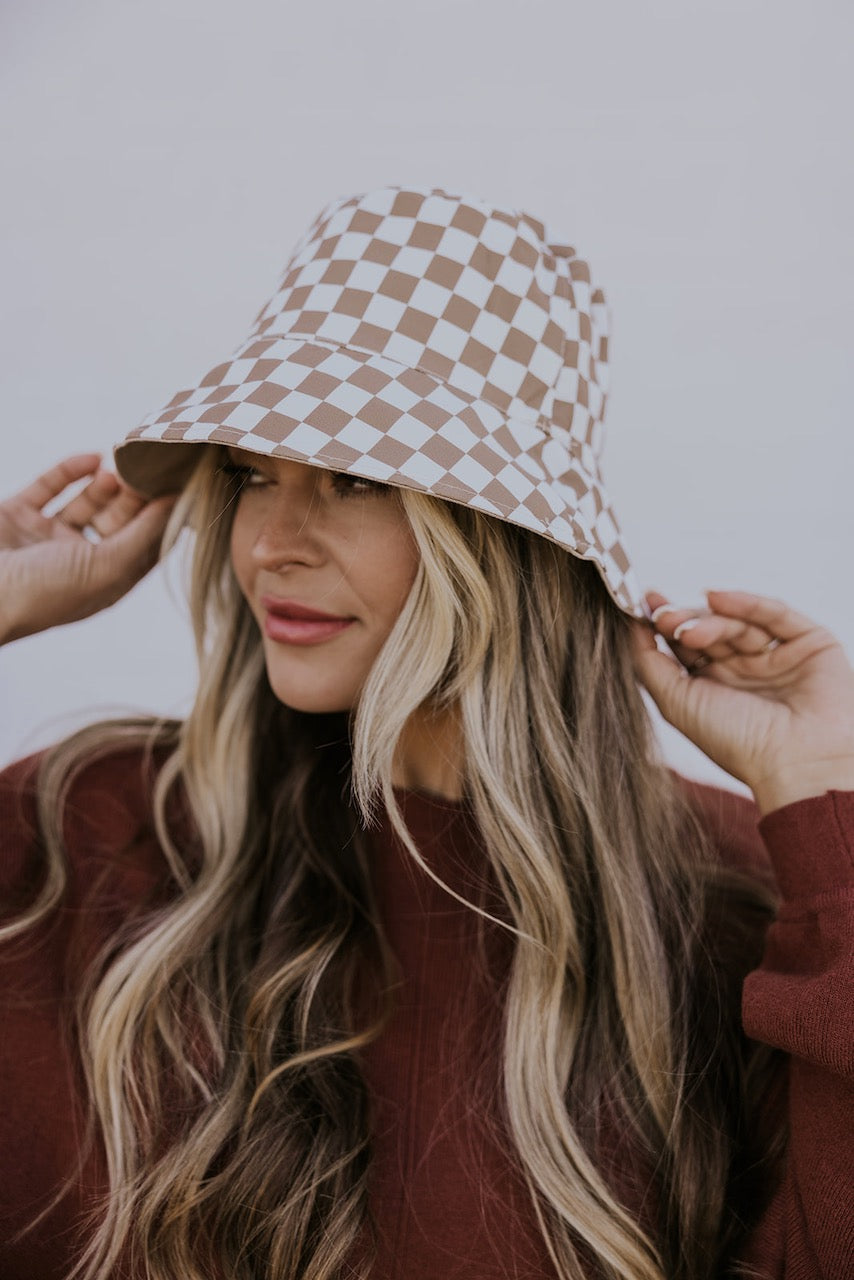 Brown Checkered Bucket Hat | ROOLEE