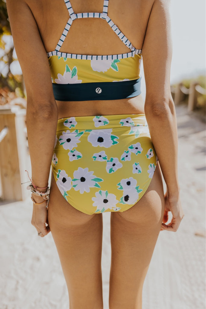 Yellow High Waisted Swim Bottoms | ROOLEE
