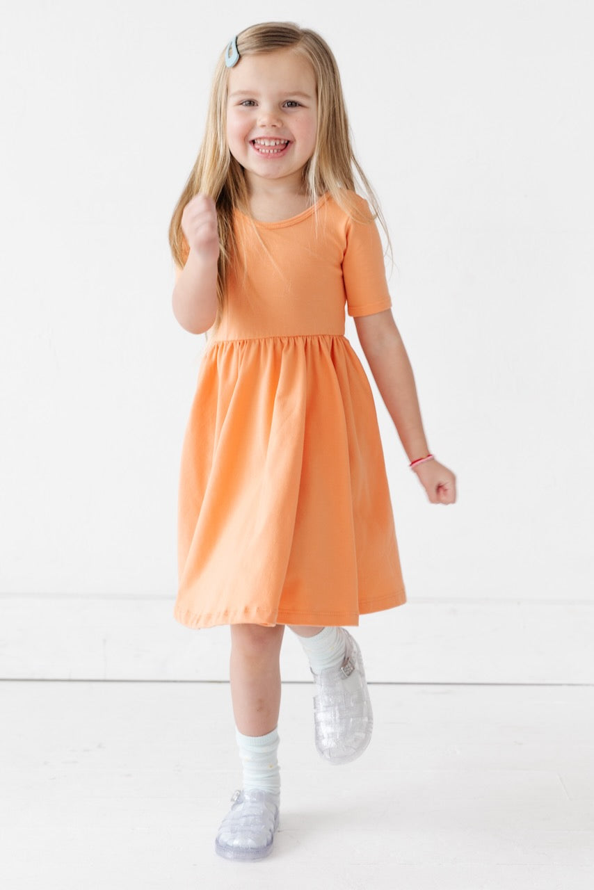 Girls Orange Spring Dress | ROOLEE