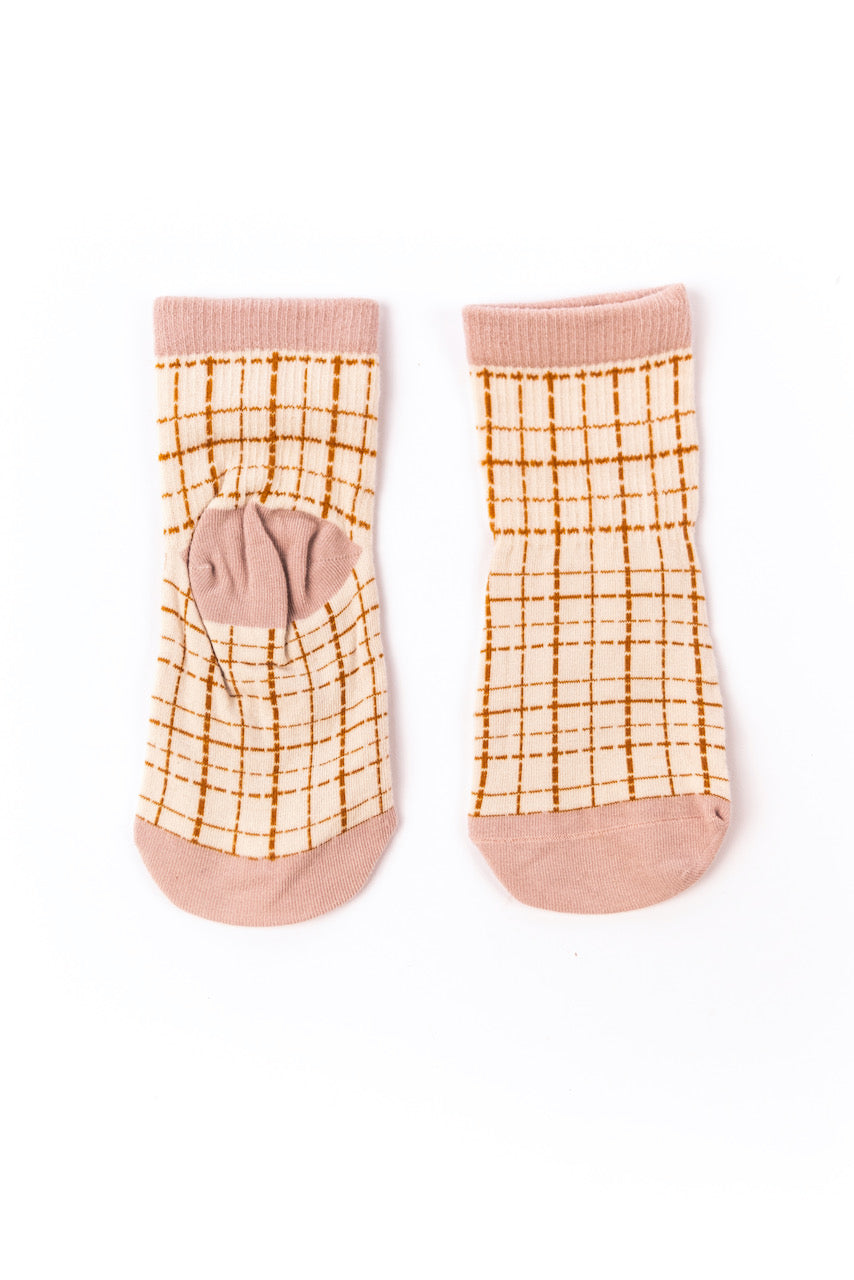 Plaid Cream Kids Socks | ROOLEE