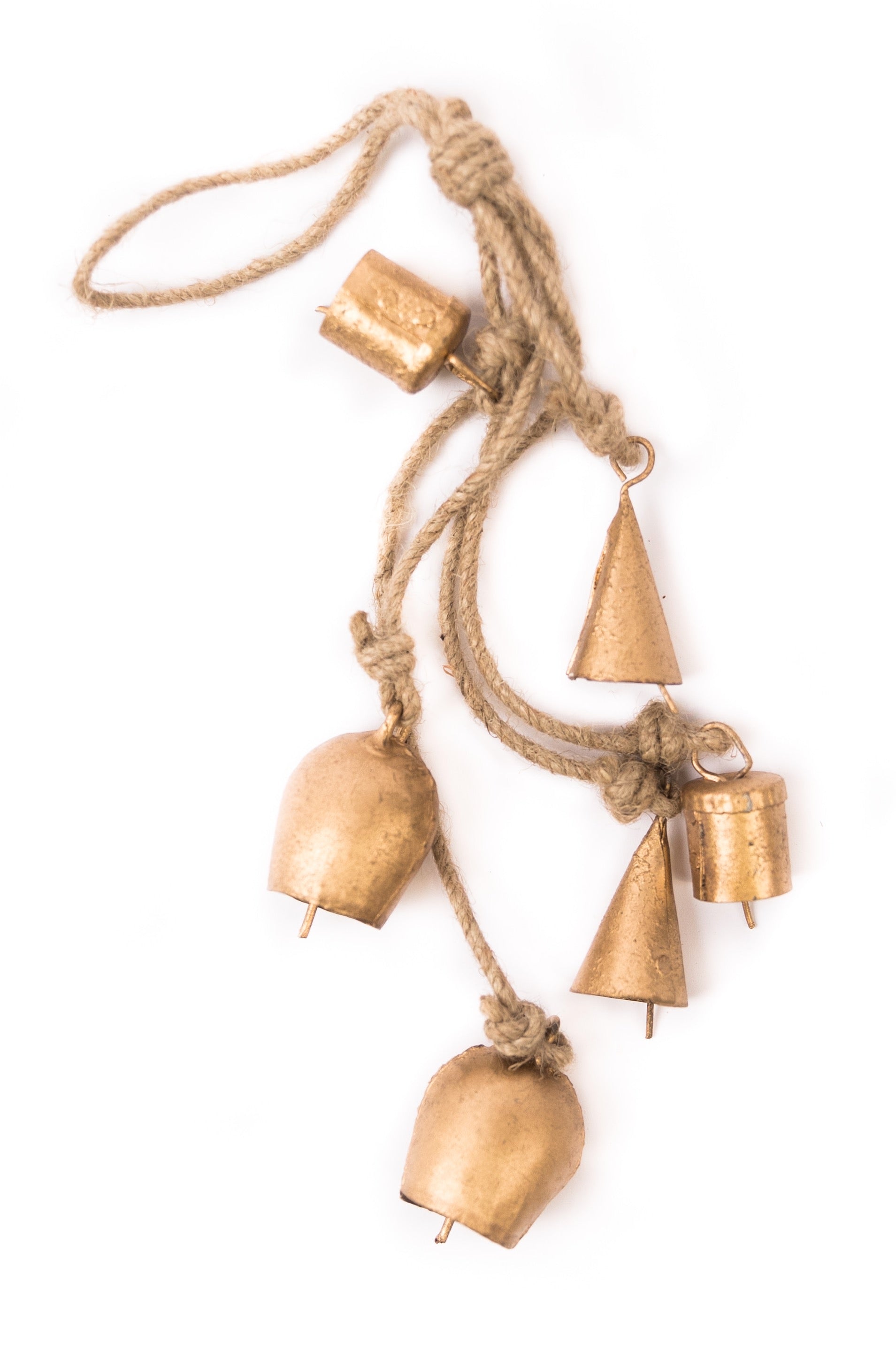 Jingle All the Way Antique Bell & Jute Rope Cluster