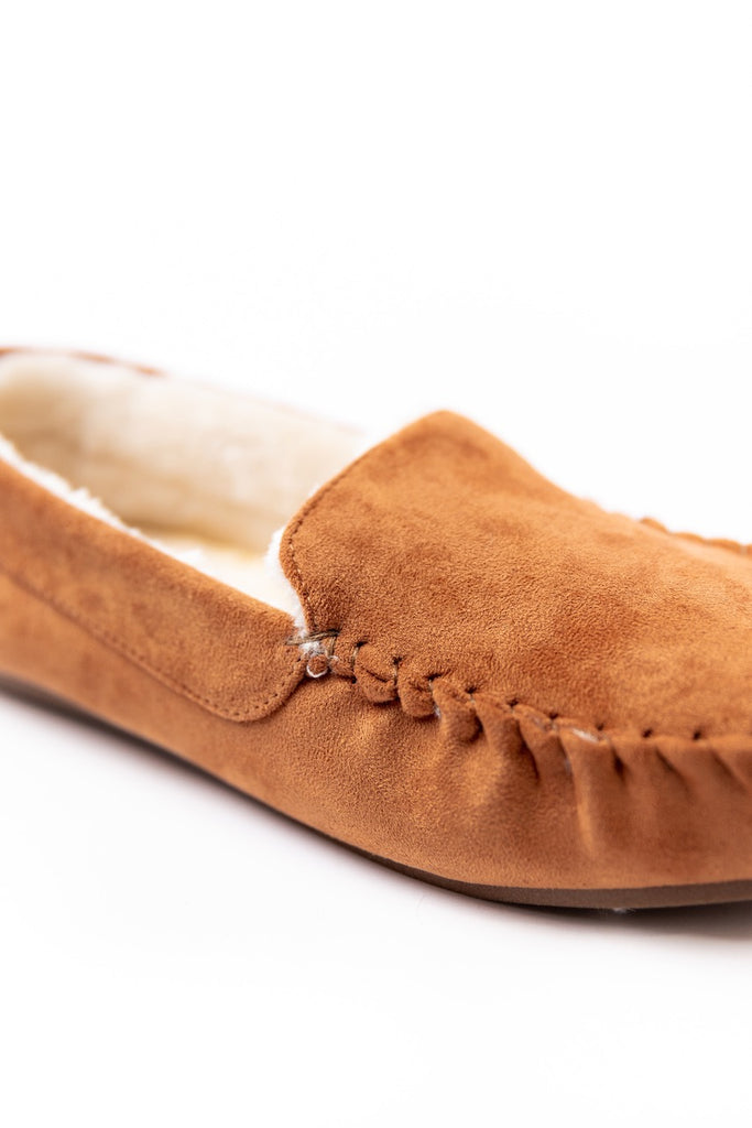 Soft Tan Suede Slip Ons For Woman l ROOLEE