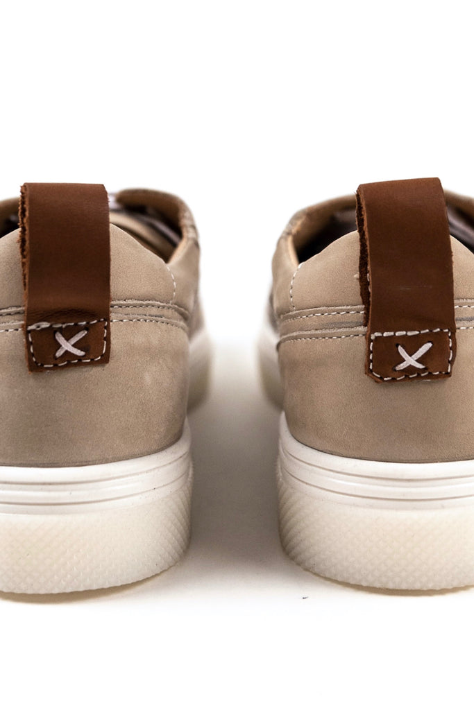 Brown tab detail sneakers for school | ROOLEE