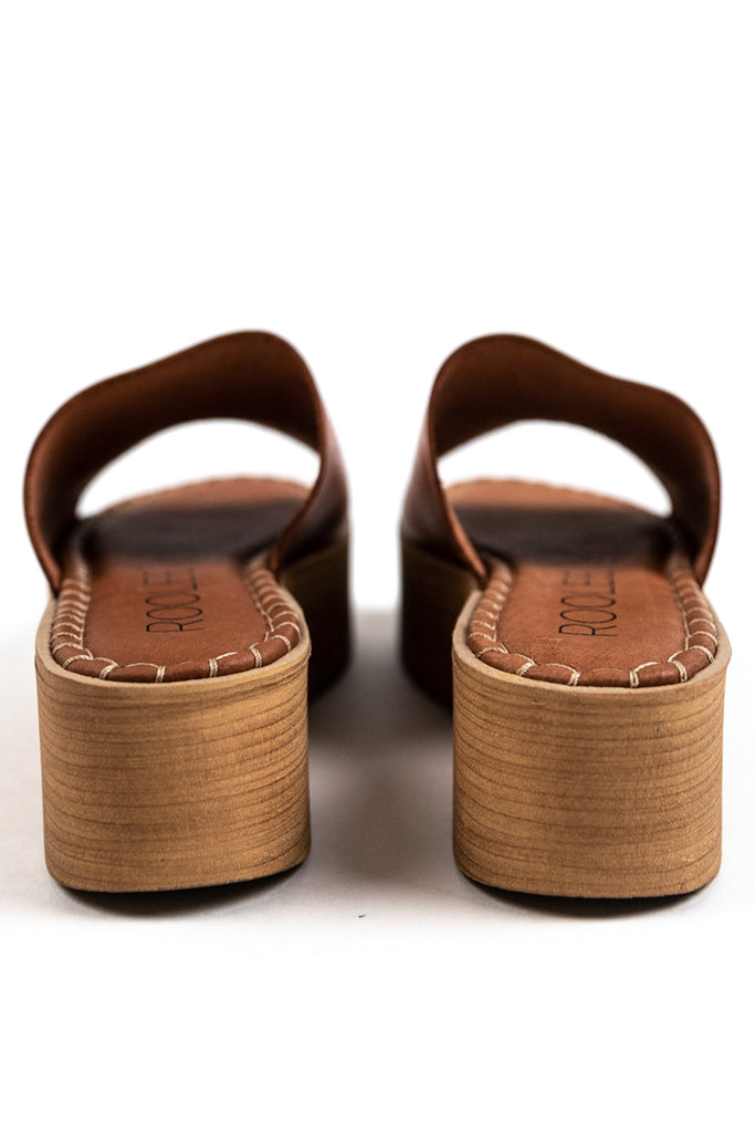 Brown stitched leather sandals | ROOLEE