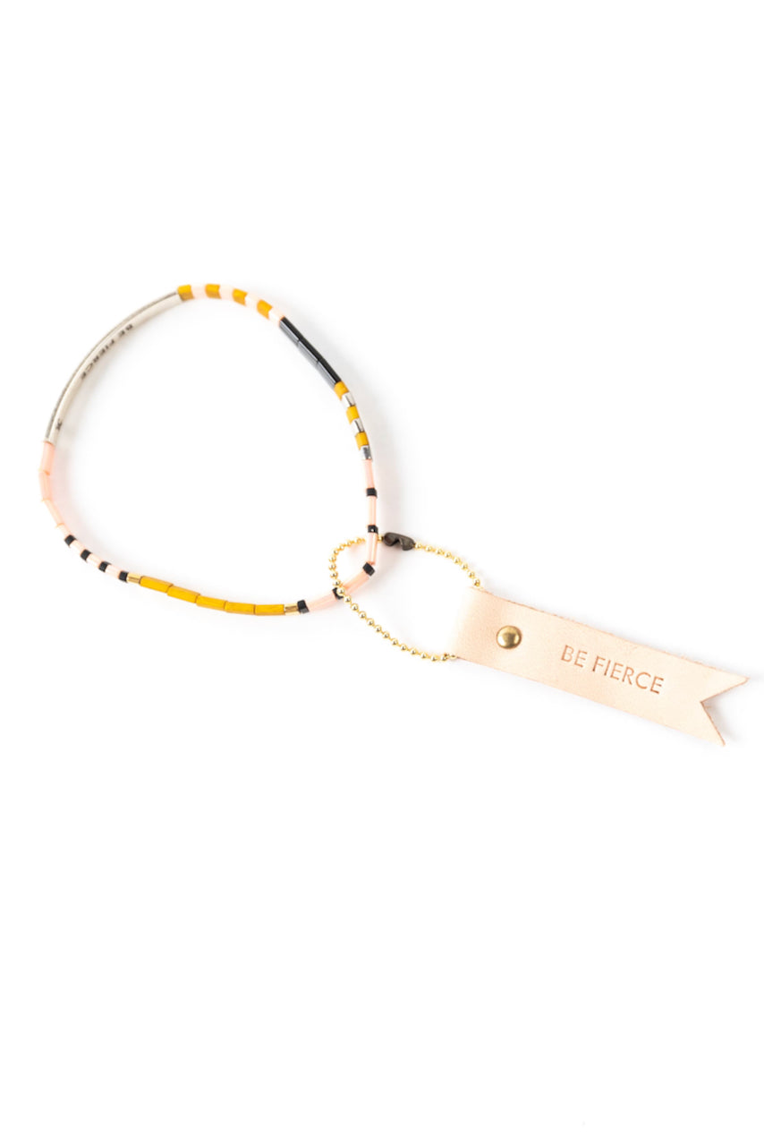 Yellow and pink beaded bracelet | ROOLEE