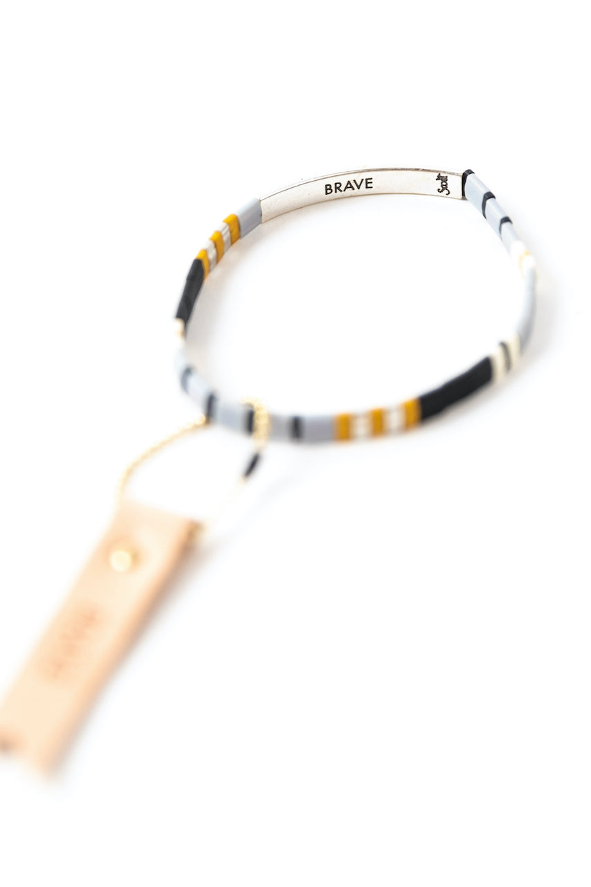 Blue and mustard beaded bracelet | ROOLEE