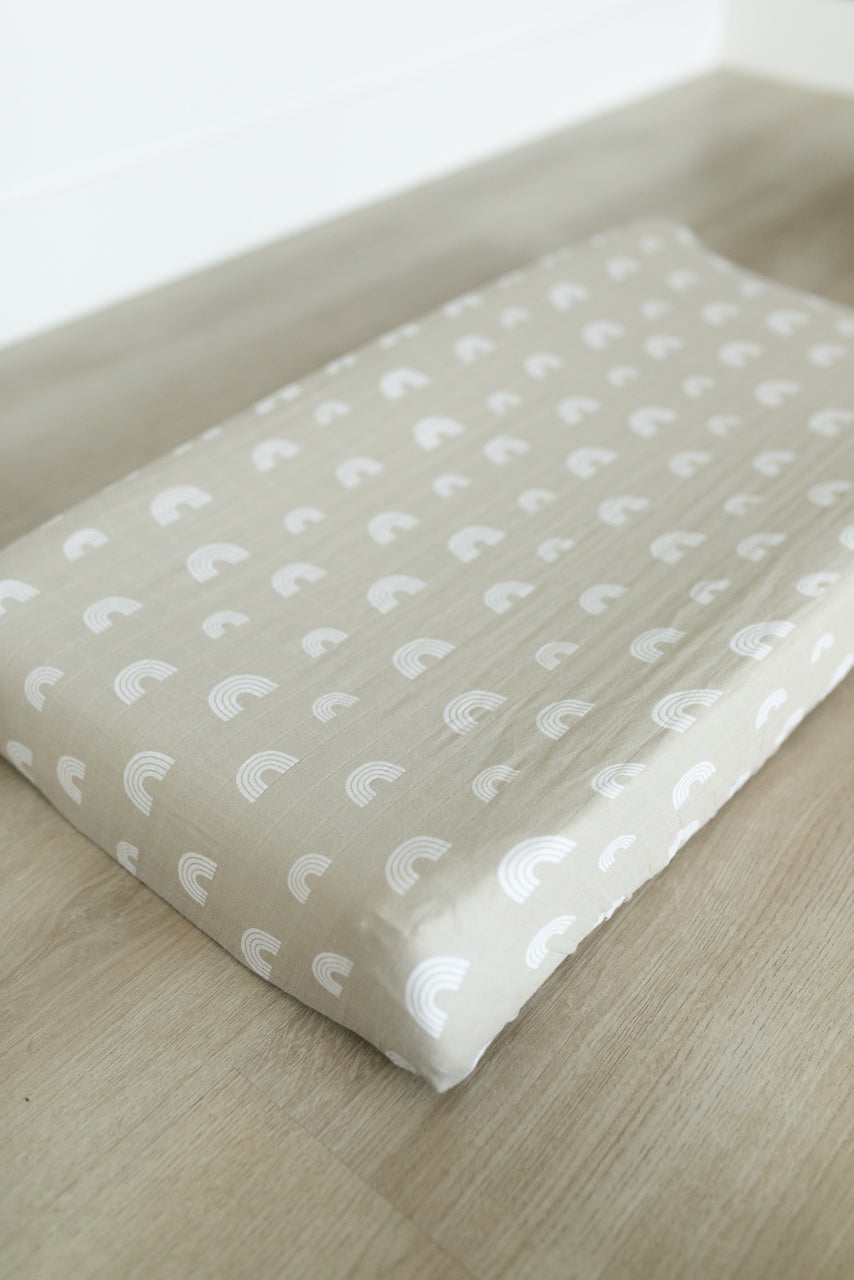 Sand Rainbow Muslin Crib Sheet