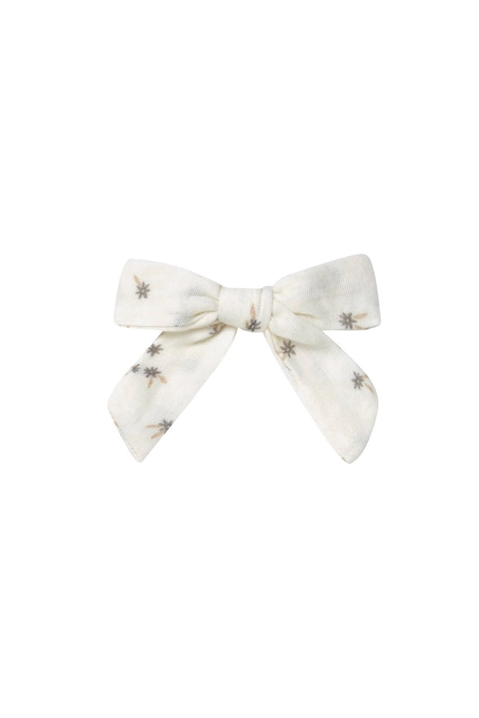 Girls White Floral Clip On Bows | ROOLEE